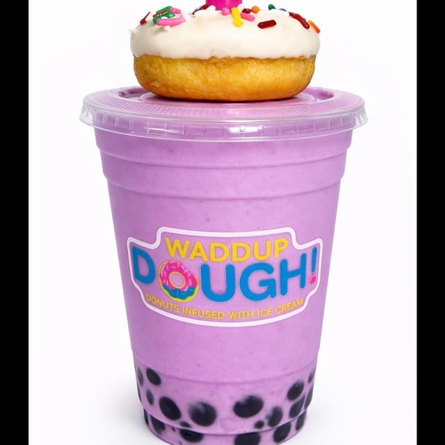 Taro Shake w/ Boba + Donut.
